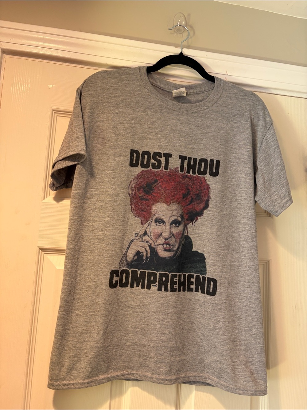 Hocus Pocus themed "Dost Thou Comprehend" Short-Sleeve Tee in Gray M